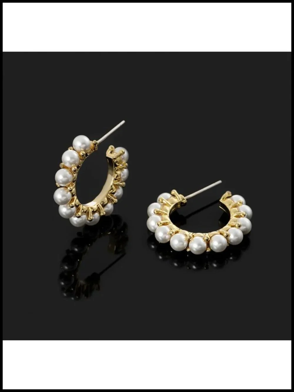 14K Gold Plated Pearl Huggie Hoop Earrings for Women Lightweight Open Circle